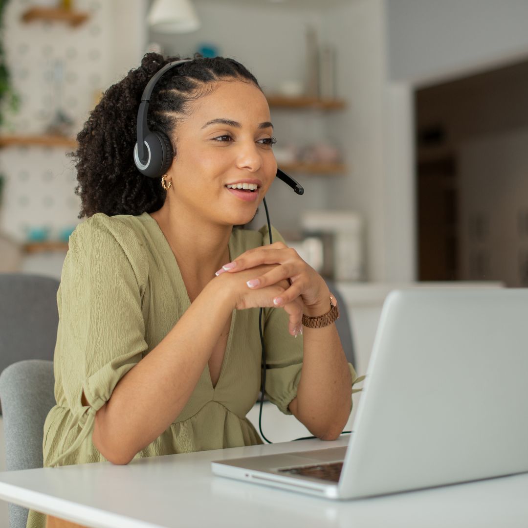 Advisor on a headset call with a client